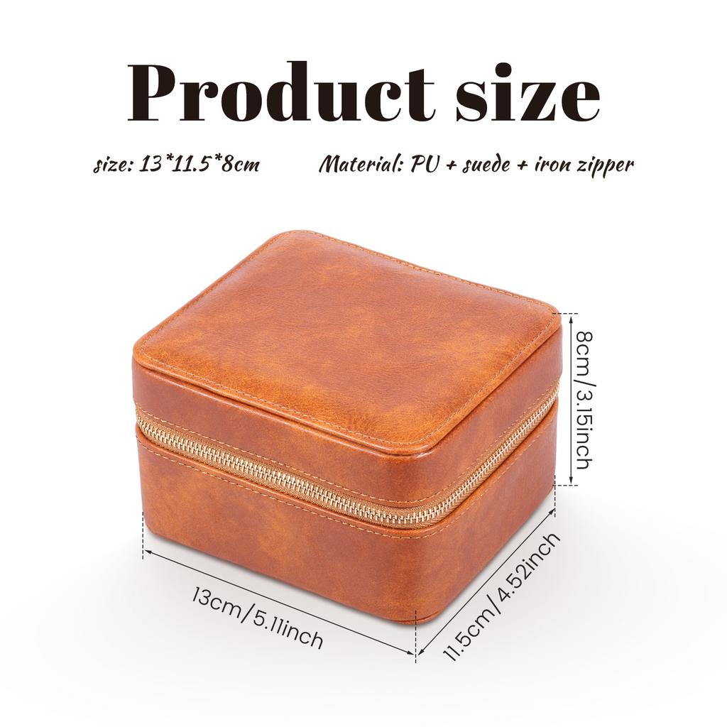 2-Schlitz Uhrenaufbewahrungsbox PU-Leder Uhren-Displaybox mit Wildleder-Innenfutter und Reißverschluss Tragbare Reise-Uhren-Organizer-Box