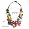 Wood Tassel Colorful Petal Bead Necklace Multi Layer Choker Flower Necklace  Women