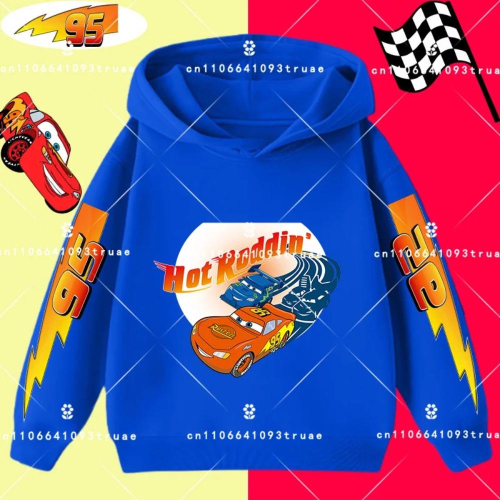 Cars Lightning McQueen Racing Children Hooded Sweatshirt Boy Girl Autumn Winter Daily Outdoor Vacation Casual Warm Sportswear