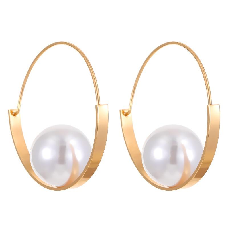 Meier Plain hoop earrings women s insniche style pearl earrings new accessories