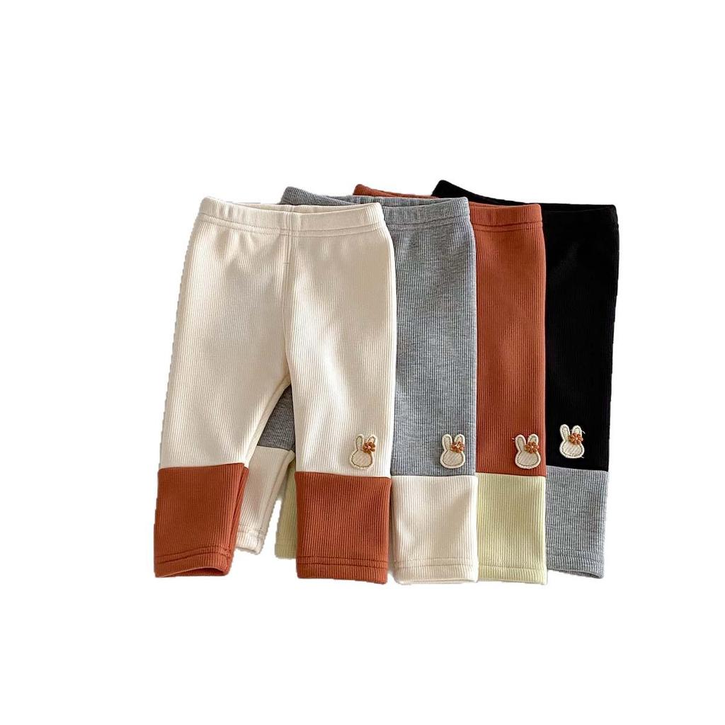 Girls' Cartoon Rabbit Patchwork Leggings - Autumn/Winter Infant Pants