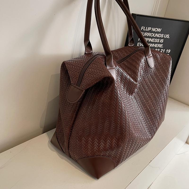 Vintage Tote Bag PU Large Capacity Shoulder Bag Women's Travel Bag