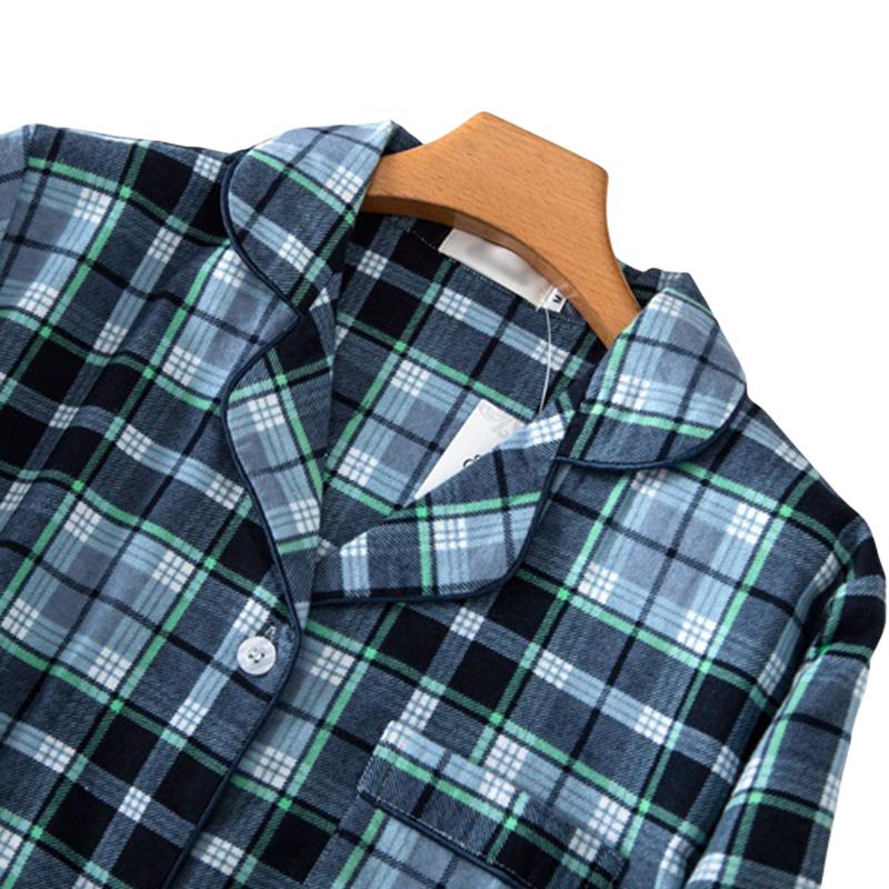 Kadın Gecelik Klasik Ekose Düğme Aşağı Sleepshirt pamuklu uzun kollu tişört Gecelik Pijama Üst Erkek Arkadaşı Çentik Yaka Pijama