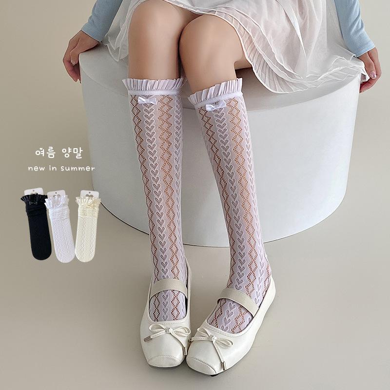 

2 Pairs of Female Summer Thin Style Lace Lace Ballet Wind Long Leg Socks 2 pairs бежевий