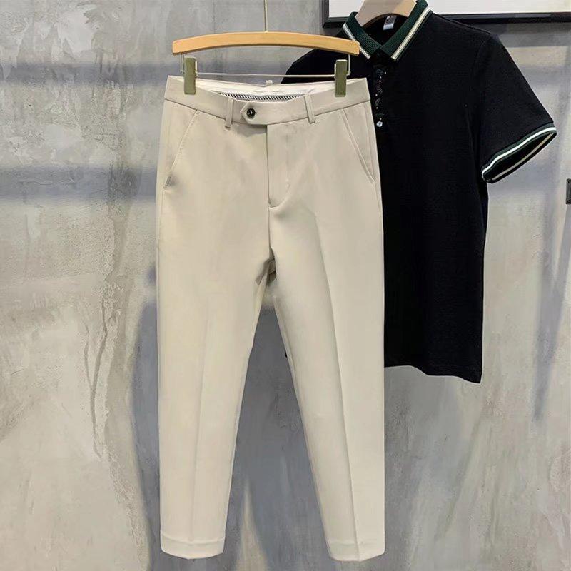 Summer new drape non-ironing small trousers men's slim-fitting retro trousers light business simple casual trousers