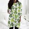 Women's  Casual 3/4 Sleeve Shirts Fashion St Patrick's Print Tunic Tops With Pockets
