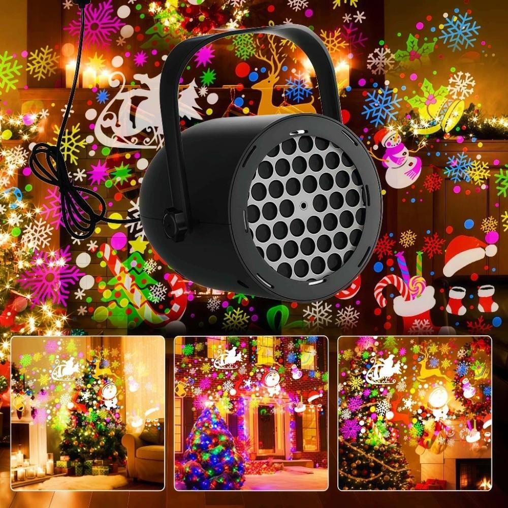 USB Powered Christmas Projector Rotating Snowflake Christmas LED Night Light Valentine's Day Starry Atmosphere Lamp New Year