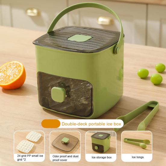 Yousheng Ice Cube Tray for Freezer Sphere Ice Mold Maker with Lid And Bin One Button Release Circle Ice Cube Mold Ice Bucket for Whiskey Cocktails