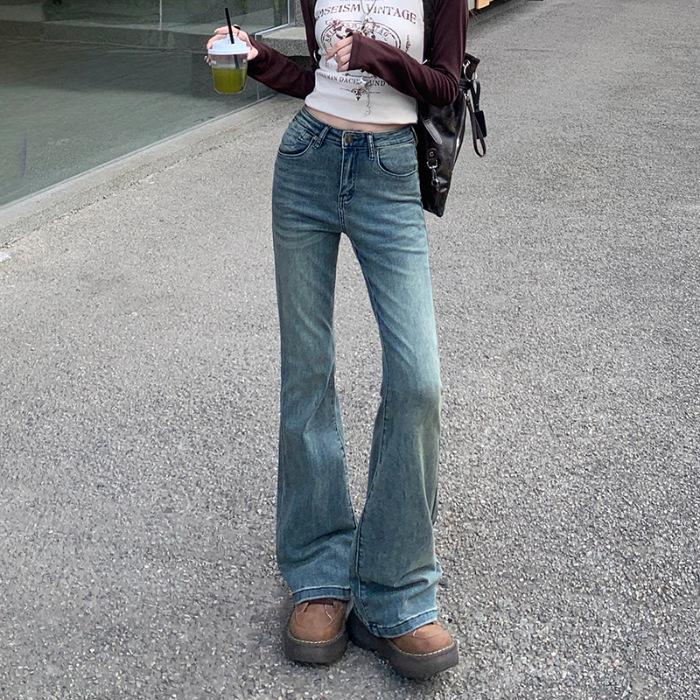 2025 Women's High-Waisted Retro Micro-Flare Jeans - Elastic, Hot Girl Style