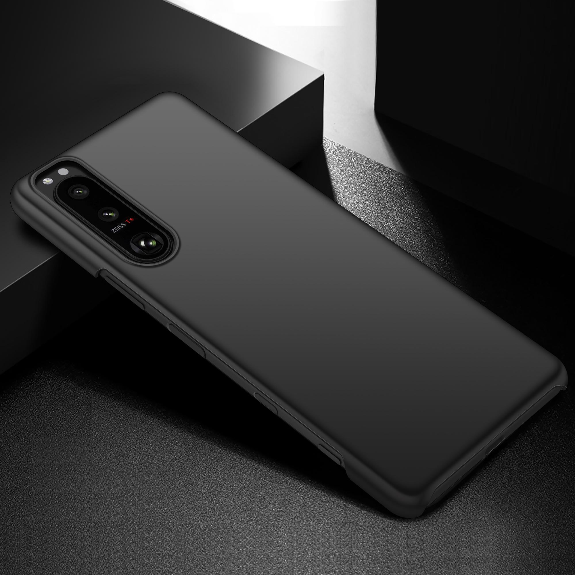 

For Sony Xperia 5 III 5G Hard PC Back Cover Solid Color Anti-scratch Phone Case Black