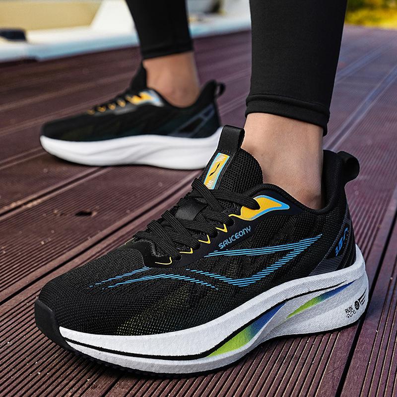 

Teenagers new men s shoes spring and autumn fly-woven breathable carbon board sneakers middle school students popcorn shock-absorbing running shoes 45