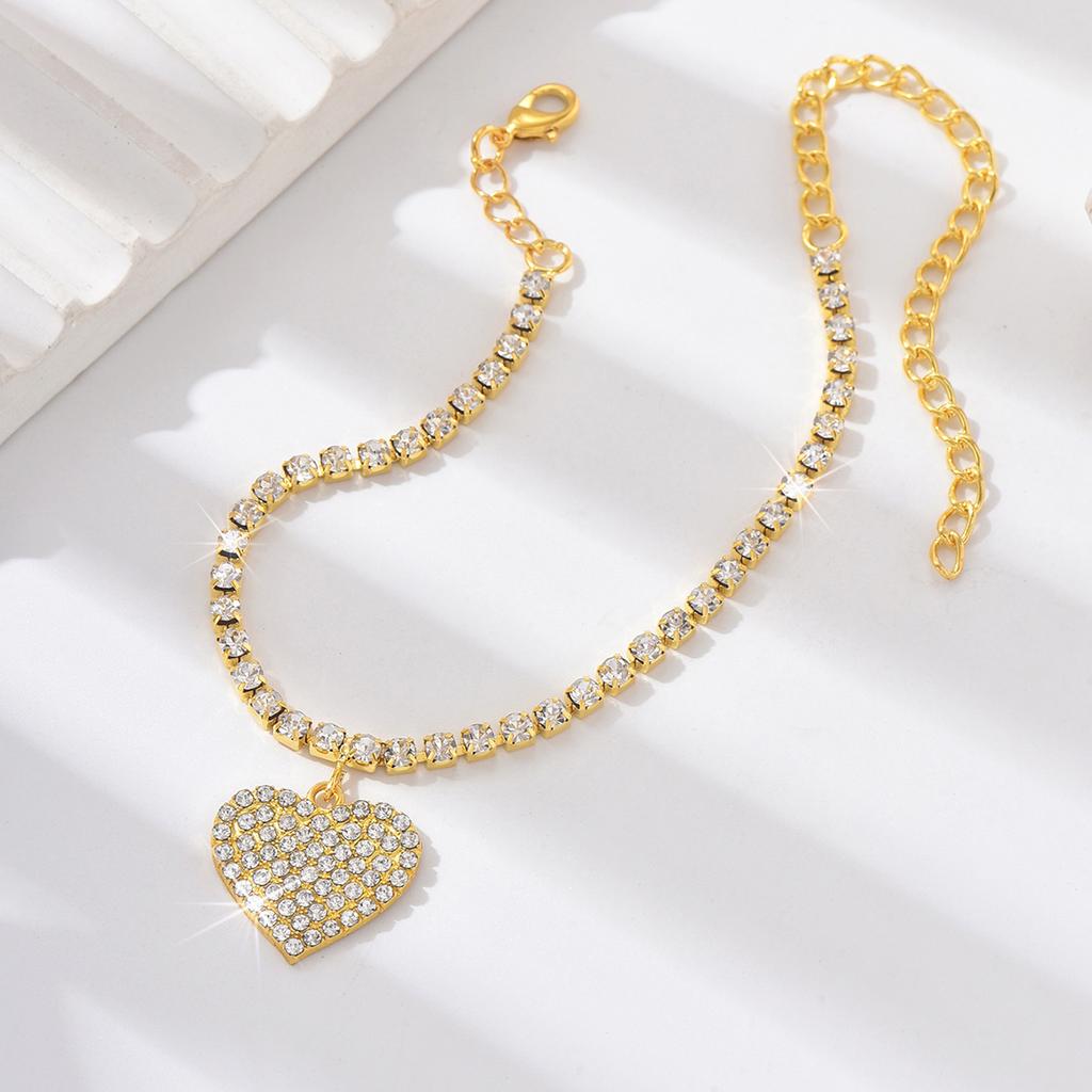 1 Women's Trendy Claw Chain Series Single Row Peach Heart Ankle Chain Outdoor Tourism Beach Banquet Party Holiday Gift