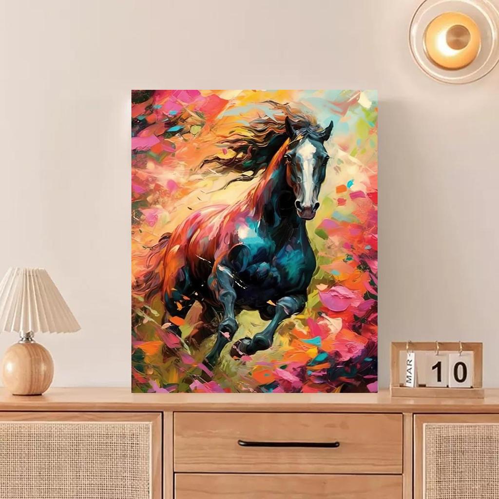 Rám kutilské malování podle čísel Běžící kůň Moderní nástěnné umění Obraz Zvířata Kutilský dárek pro domácí dekorace 40x50
