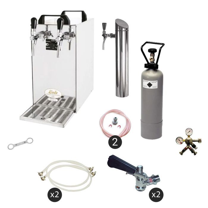 Ensemble sous comptoir tirage bière Contact 40, 50 l/h, colonne, têtes panier, Green Line