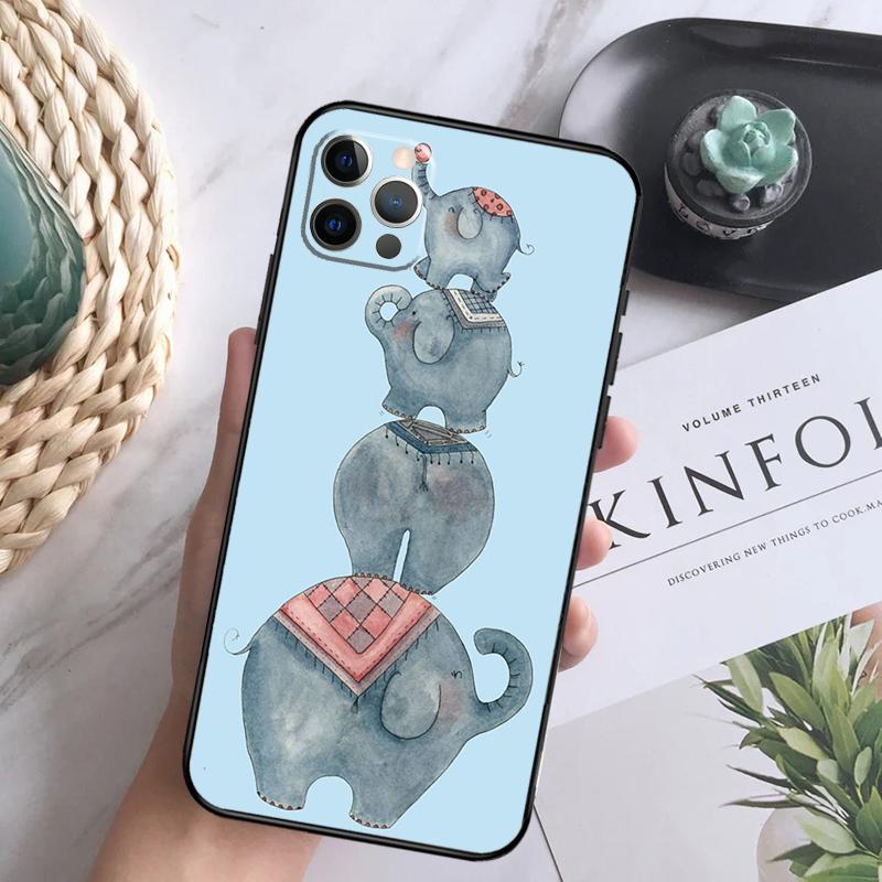 Süße Elefanten-Cartoon-Handyhülle Für iPhone 15 14 13 12 11 16 Pro Max Plus Mini 7 8 X XS Max XR Rückabdeckung Schale