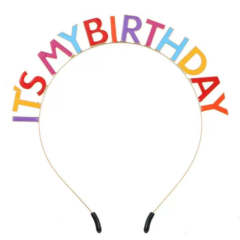 Rainbow 'It's My Birthday' Drip Oil Headband - European & American Style Birthday Crown