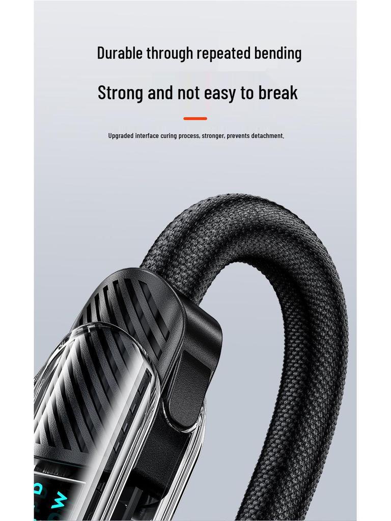120W Type-C Data Cable with Smart Display for Fast Charging - Compatible with Huawei & Apple 15