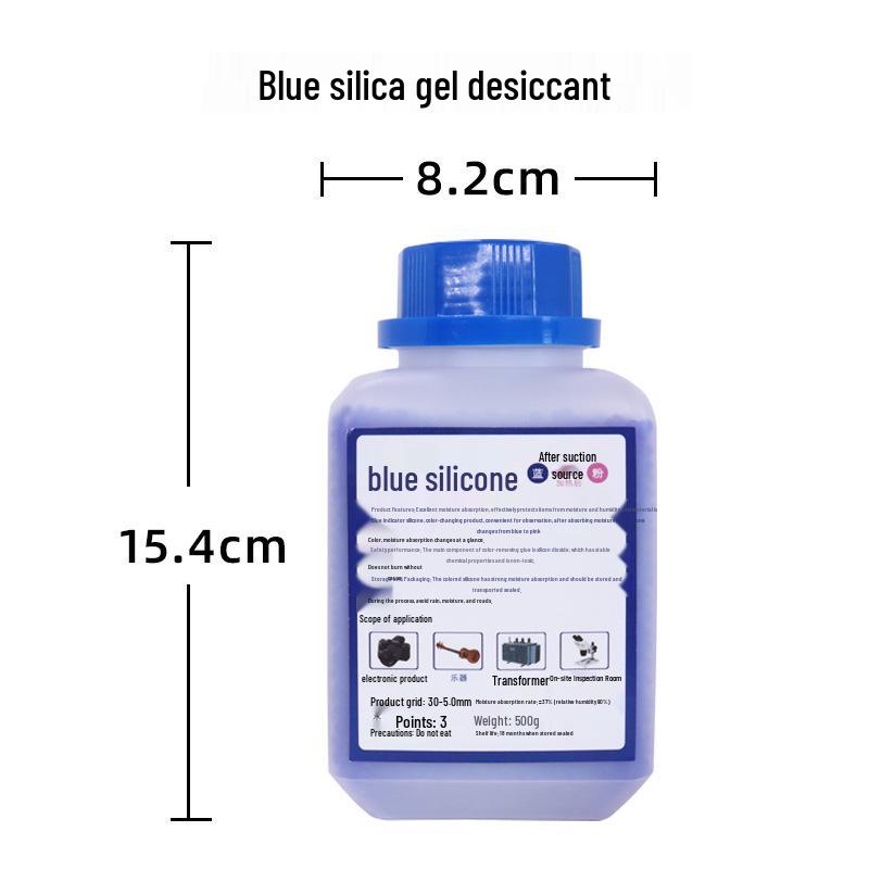 Color-Changing Silicone Desiccant, 500g, Orange To Blue Gel.