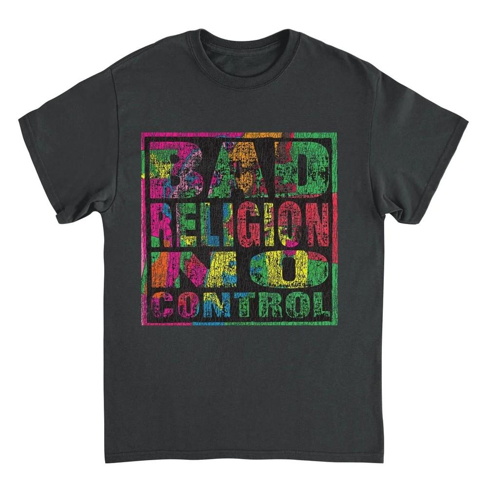 Bad Religion No Control Distress Heren T-shirt Zwart Officieel Gelicentieerd Unisex T-shirt