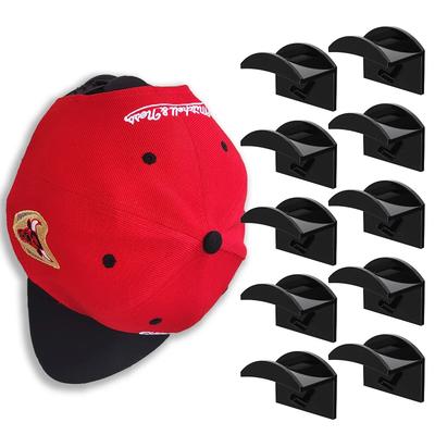 10 Pcs Caps Holder New Baseball Cap Hook Black Simple Design Hat Stand Simple Earphone Necklace Storage Rack Clothing Wardrobe