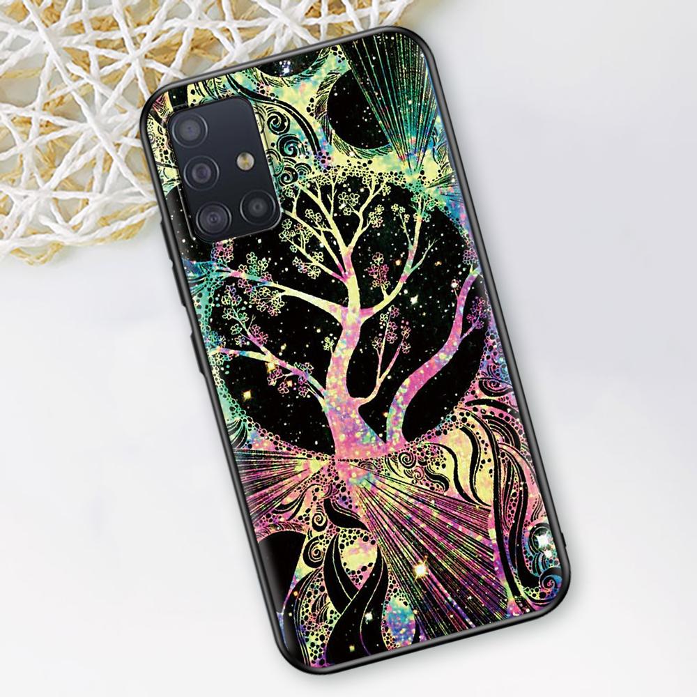 Mandala Sunflower Mandala Fall für Samsung Galaxy A51 A12 A21s A71 A52 A31 A32 A02s A72 A11 A41 A22 A01 Schwarz weiche Telefon Abdeckung