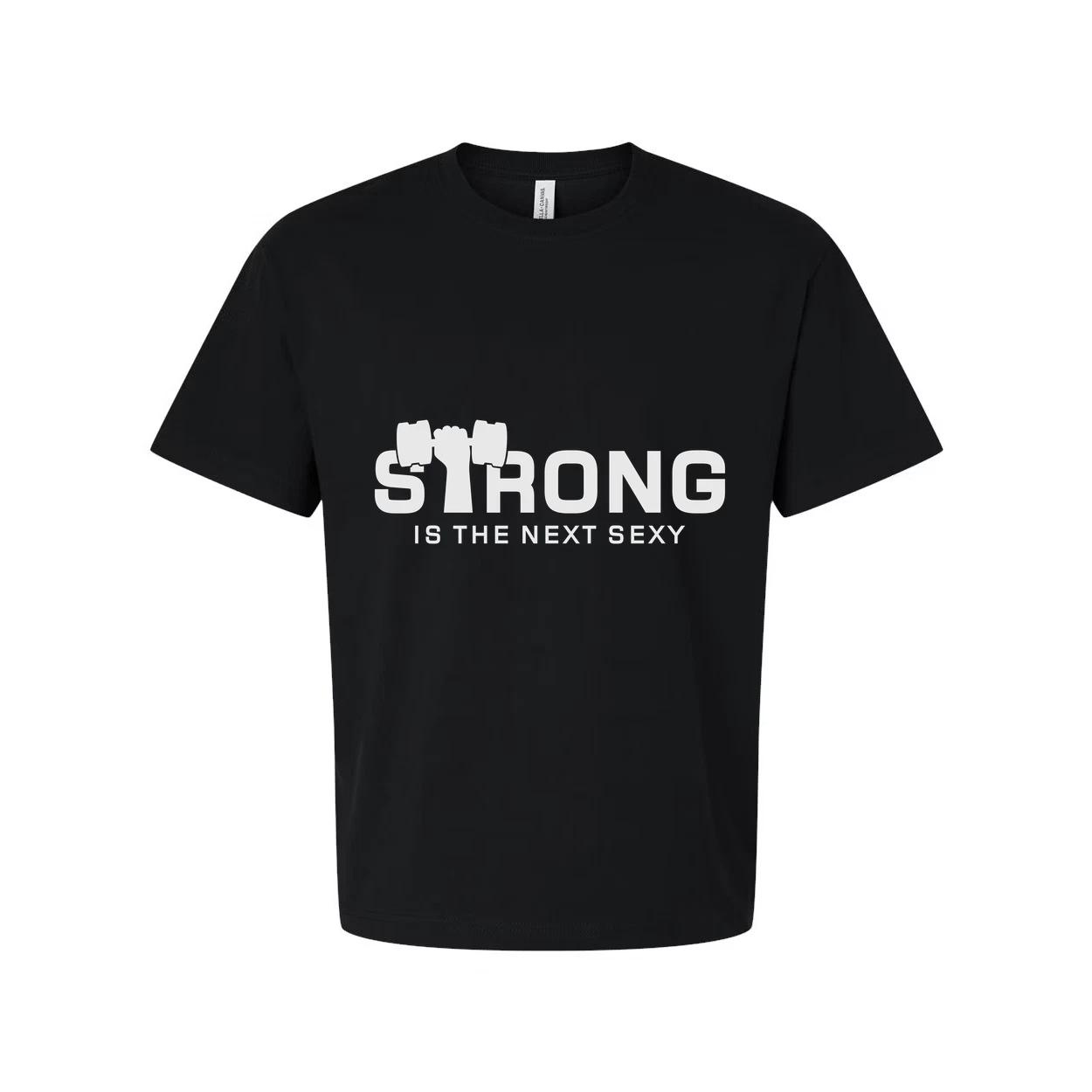 Strong Is The Next Sexy Unisex White Cotton Short Sleeve Graphic Tee For Fitness 4XL