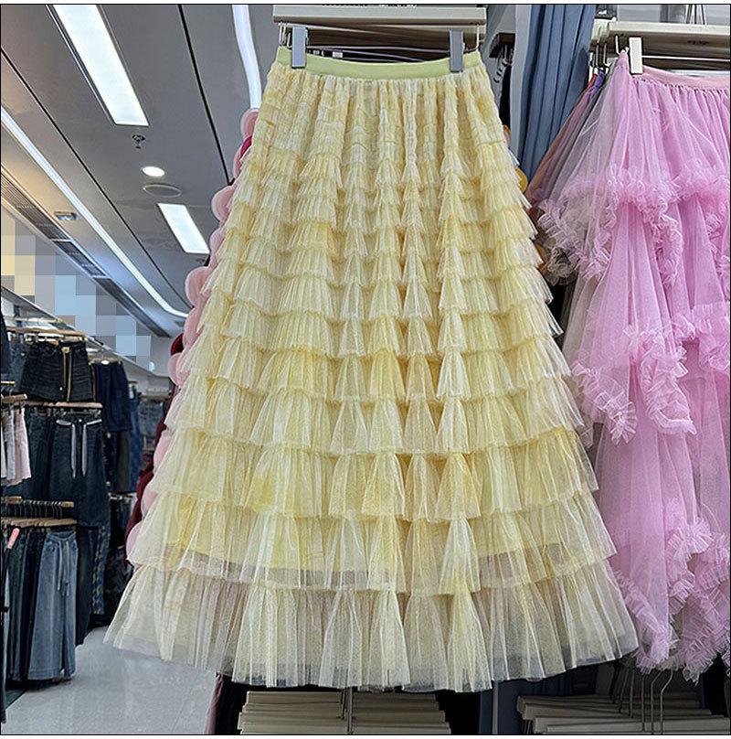 

Юбка миди из сетки и тюля с градиентным ретро тай-дай 17 Layers (Length 85CM) жёлтый