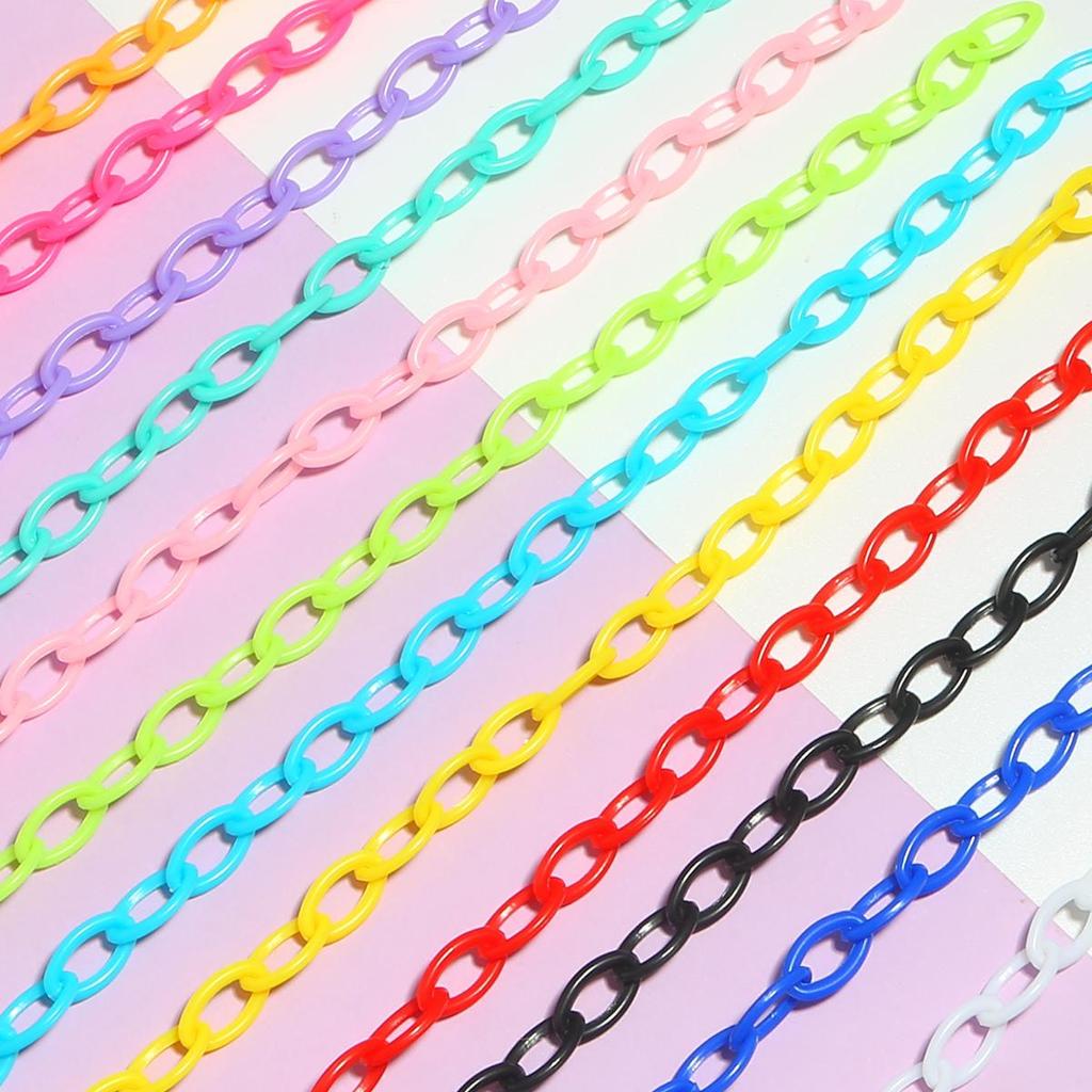 4pcs 40cm Bright Color Acrylic Fashion Link Sunglasses Chain Beads For DIY Jewelry Making Sunglasses Accessories