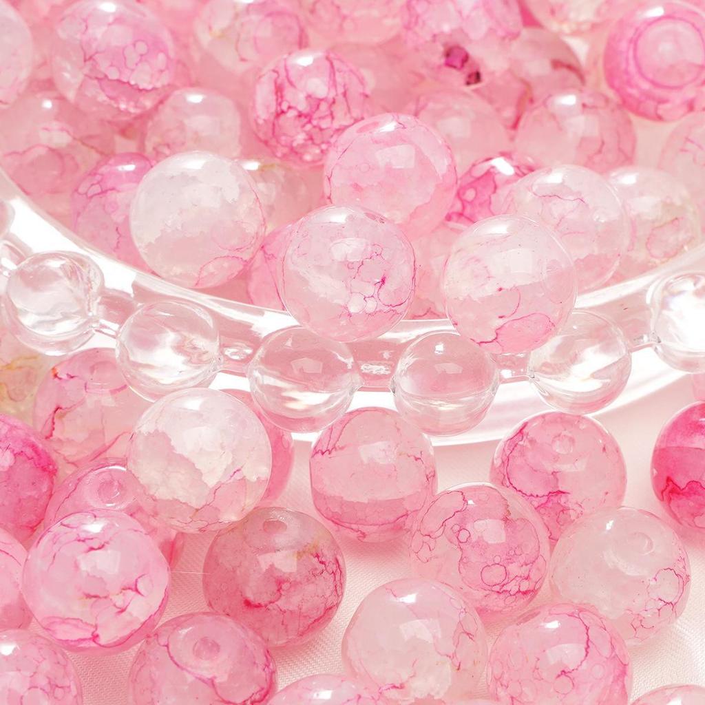 8-10mm Half-Sugar Bubble Glass Bead Bracelet - Handmade Round Loose Beads for Jewelry Making