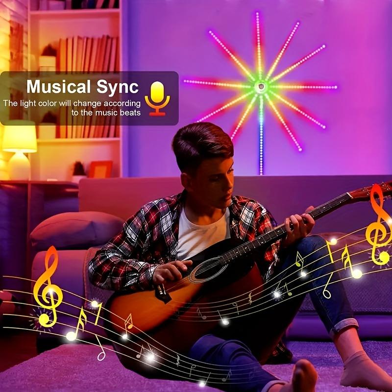 Smart Dynamic Fireworks LED Lights With Music Synchronization RGB LED Strip LightsRemote USB Control Light For Living Room Decor