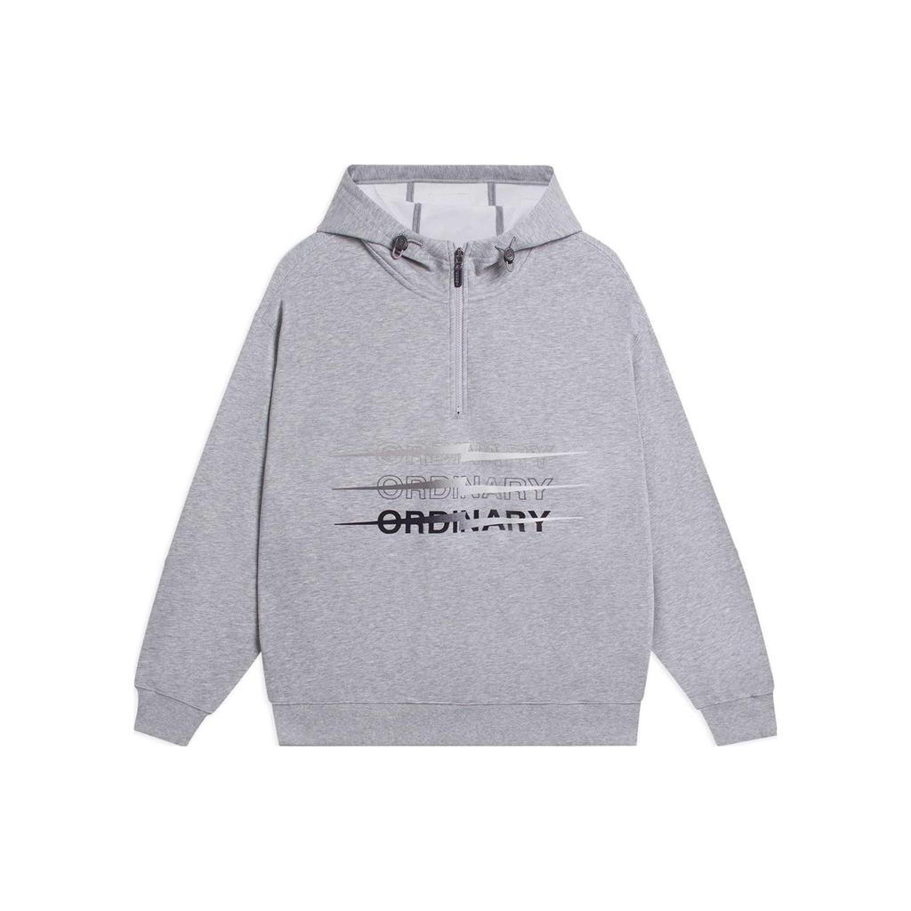 Li-Ning Wade Series Fleece Loose Hooded Sweatshirt Men sweatshirt Gray AWDSC53-3