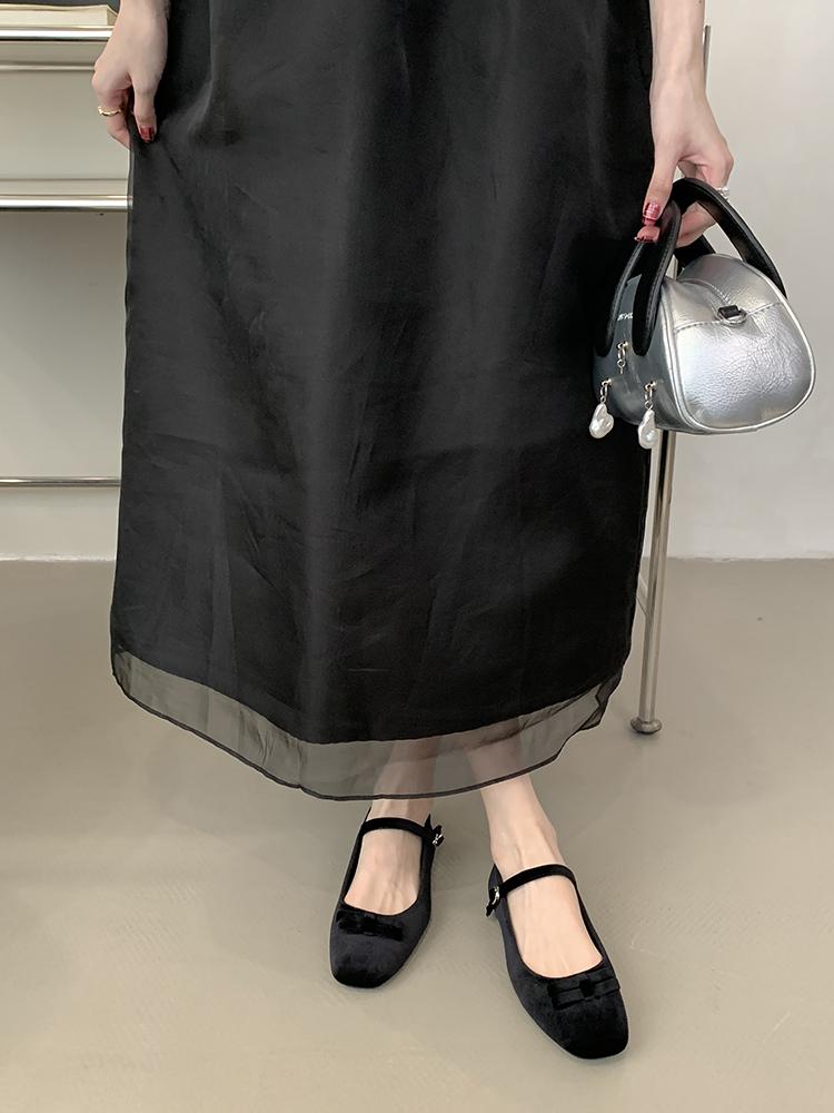 IPPEUM Ballet Flats Velvet Red Women Mary Janes Shoes 2025 New Round Toe Buckle Ballerina Shoes Zapatos De Mujer