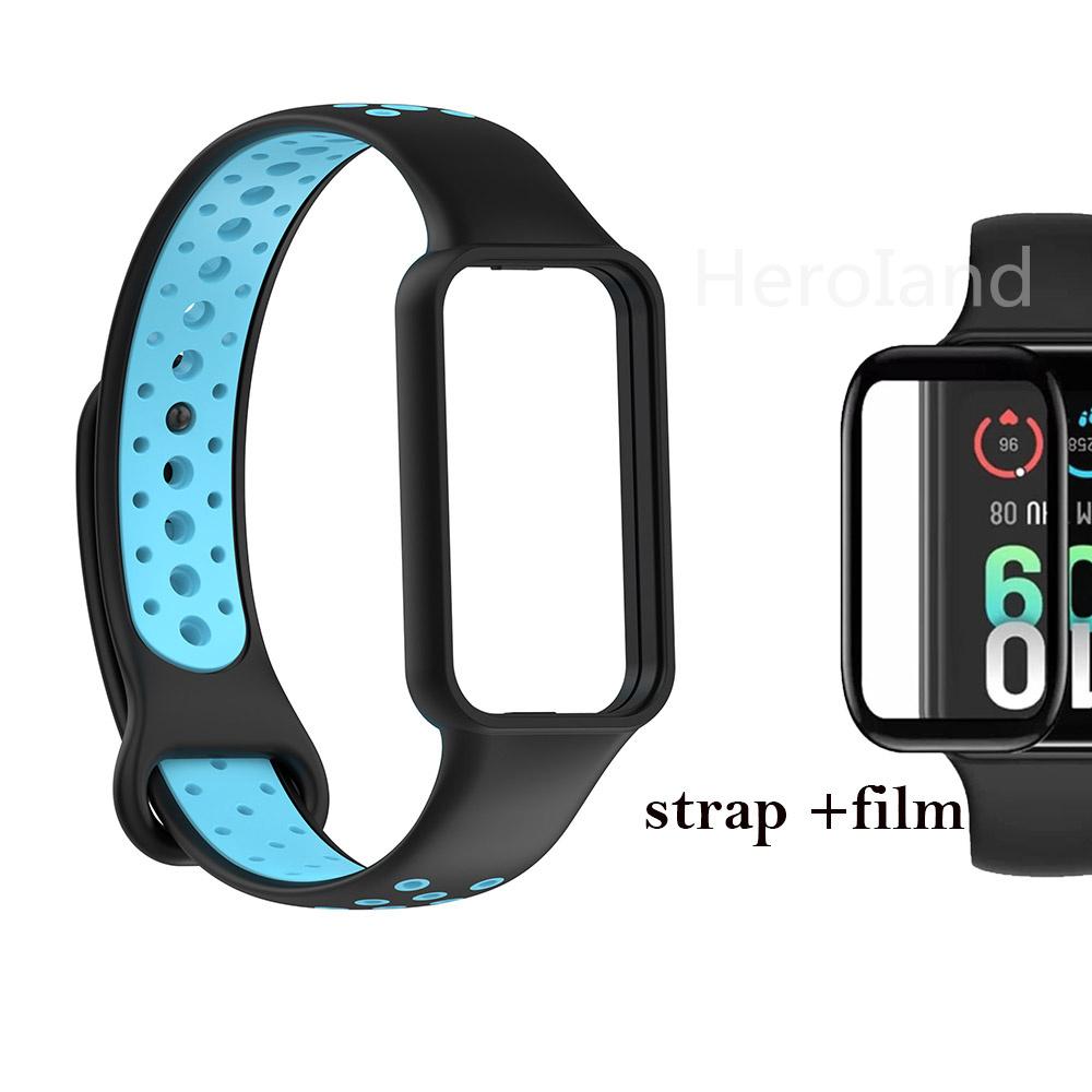 Fashion Silicone WatchStrap For Huami Amazfit Band 7 SmartWatch Band Bracelet Wristband For Amazfit band7 Strap Buckle +film