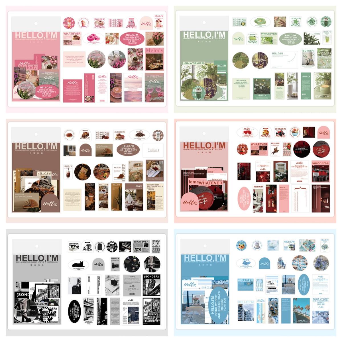 

6pack 276Pcs Ins Magazine Style Adhesive Scrapbooking Stickers Decorative DIY Diary Junk Journal Album Planner Handmade Craft