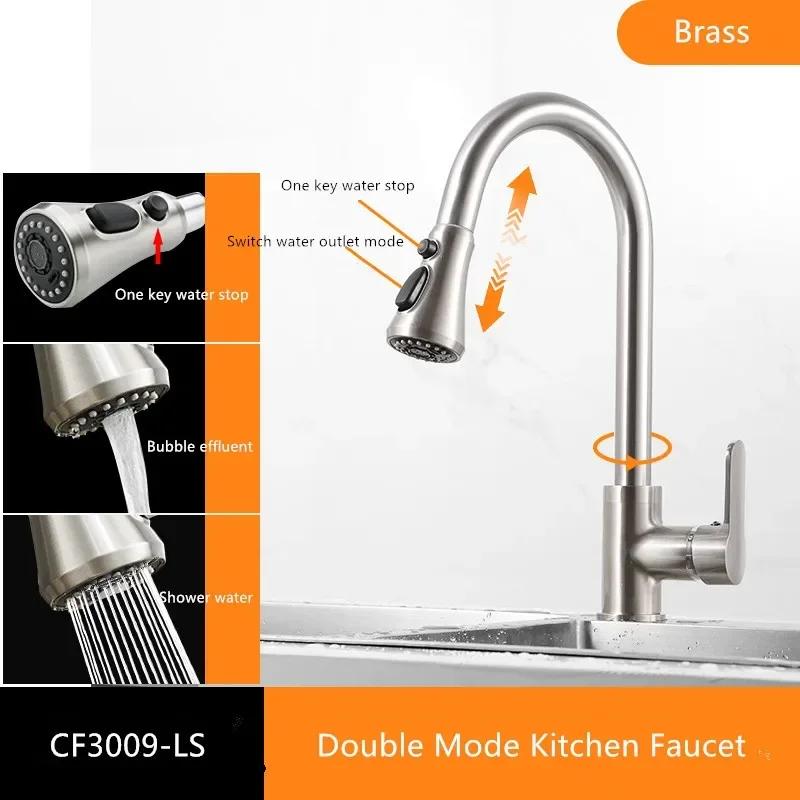 Black Kitchen Faucet Deck Installation Sink Faucet with Sprinkler Pull-Out Kitchen Mixer Tap 360° Rotatble Mixer Faucet