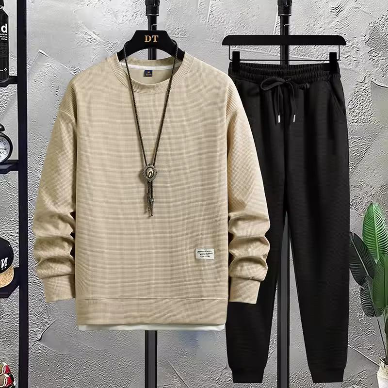 Spring Autumn Men's Suit Casual T-shirt + Shorts Suit Men's Tracksuit Solid Color Tracksuit Loose Suit