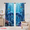 2D Flat Printing 2pcs Curtain Ocean Versatile Fabric,Without Electricity Spring Party & Holiday Decor for Festive Atmosphere