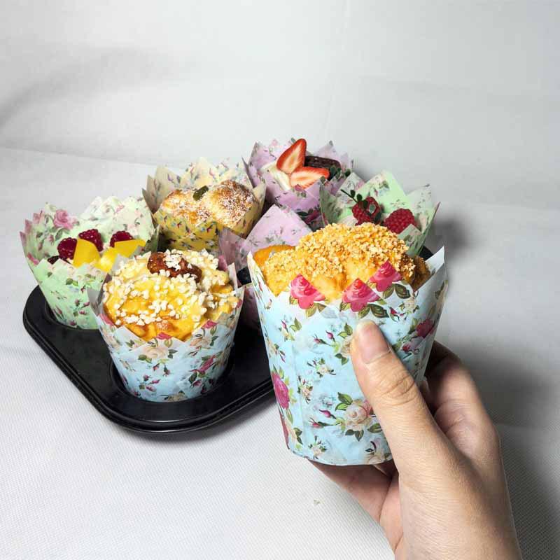 50Pcs Tulip Muffin Cupcake Paper Cups Oilproof Cupcakes Liner Baking Muffin Cup Cake Holder Decorating Tools Muffin Wrap Cases