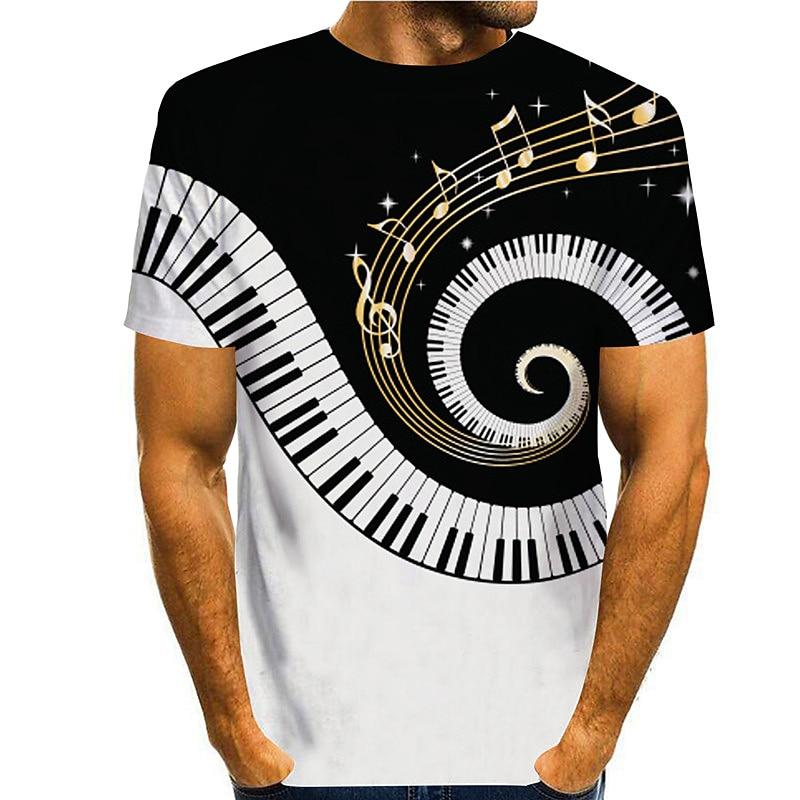 

Music Festival Men s Graphic Musical Instrument T Shirt Tee Short Sleeve T shirt 3D Print Crew Neck Shirt Vintage Fashion 3XL