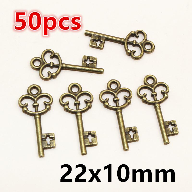 20-50pcs Alloy Metal Key Charms Pendant DIY Jewelry Making Accessories Findings for Earrings Necklace Bracelet