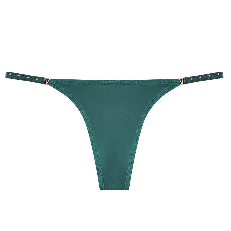 Damen Frühling und Sommer Sexy Metall Schnalle Baumwoll Schritt Nicht Abzeichnend Niedrige Taille Tanga Unterwäsche