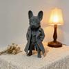 Bulldog Gentleman Statue Ornament, French Bulldog Gentleman Detective Sculpture, Cool Windbreaker Sunglasses Shaped Handicrafts