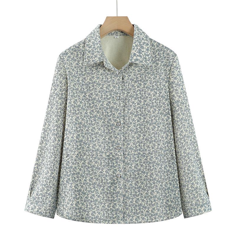 

2026 New Style Long-Sleeve Cotton Cardigan for Middle-Aged and Elderly Women - Spring/Summer Grandma Top 2XL (Recommended 95-110 lbs)