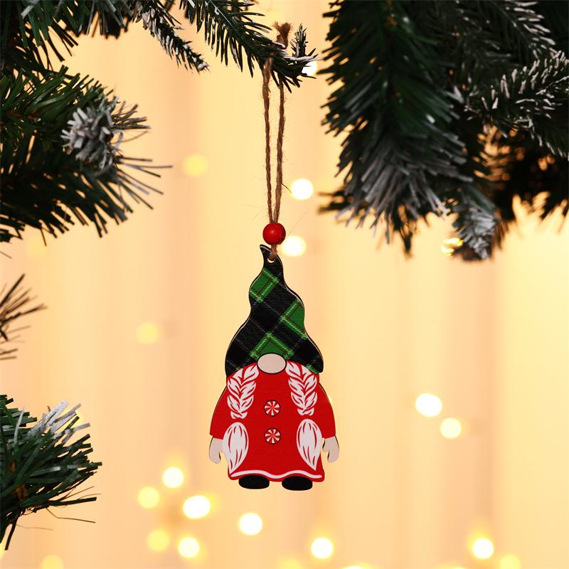Hand-Painted Wooden Christmas Ornaments: Faceless Santa & Rudolph Pendants