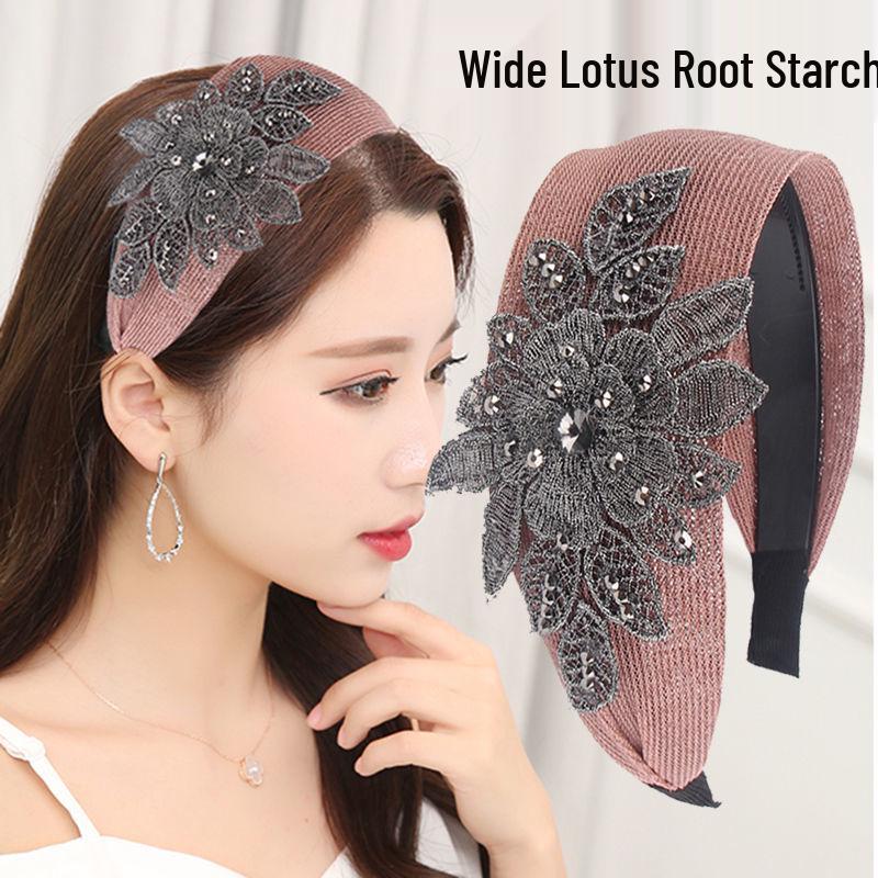 Elegant Wide-Brim Flower Headband – Breathable, Non-Slip Hair Accessory for Women
