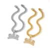 Men's Hip-Hop Style Gold Plated Link Chain Necklace with Alloy Crystal/Rhinestone Inlay GED Letter Pendant