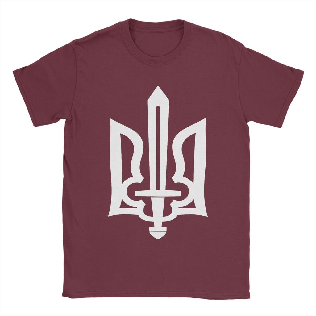 Ukrainian Trident Symbol Ukraine Gerb with Sword Cotton T Shirt For Adult Summer Basic TShirts O Neck Tees Oversized Cheap Tops