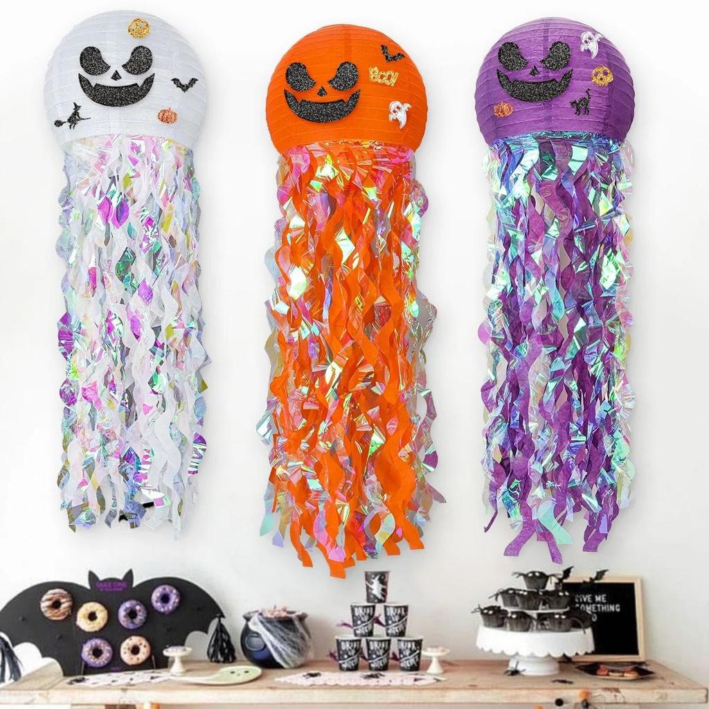 Jellyfish Pumpkin Halloween Paper Lantern Ghost Party Pumpkin Bat Trick or Treat Home Shop Decor Halloween Day