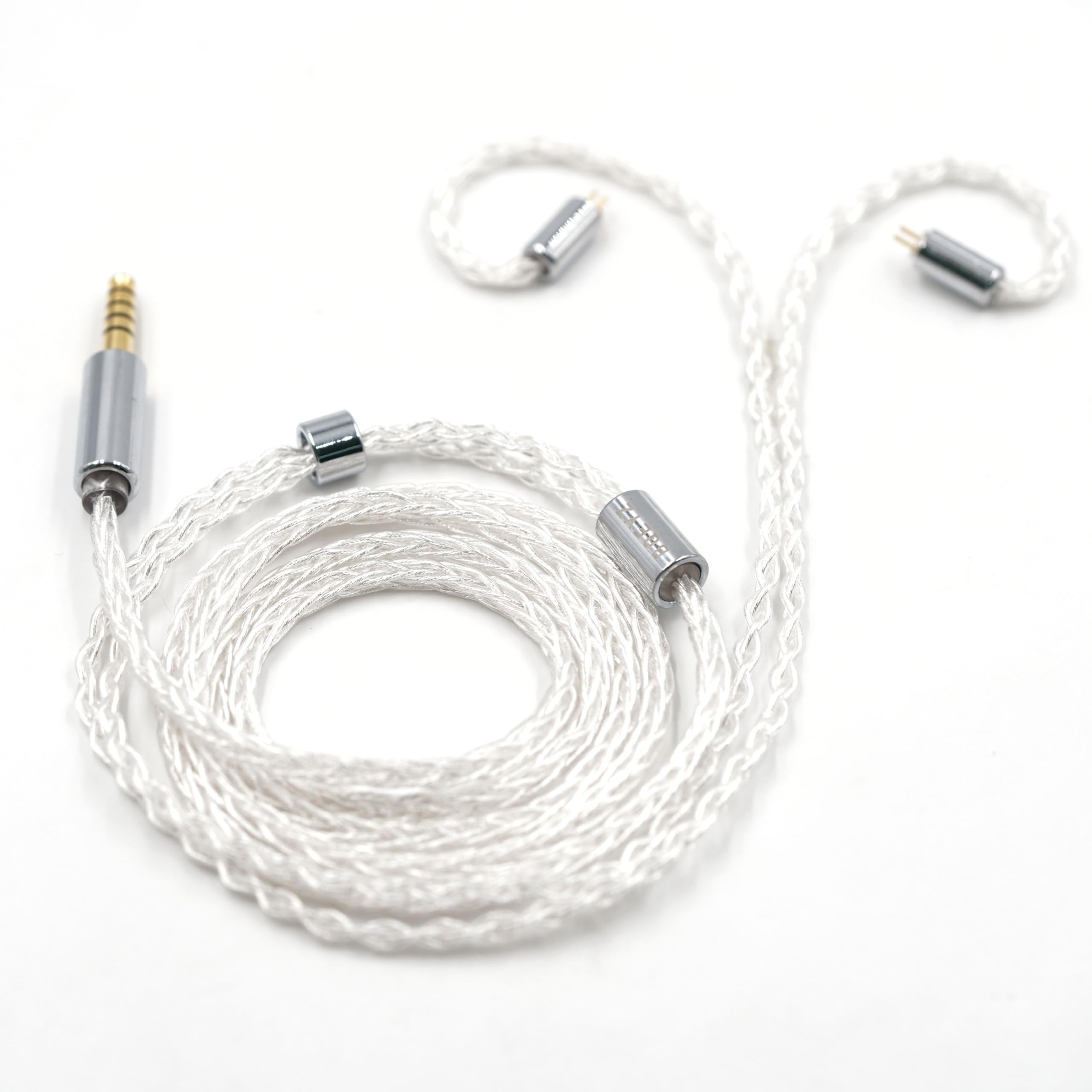 

KyaMuc BQEYZ Upgrade Dew Single Crystal Copper Plated Silver Windproof Earphone Replacement Cable with Plug Cable, 8-Strand Wire, 4.4mm