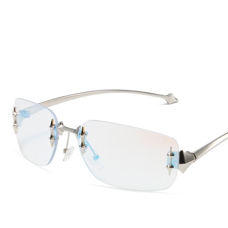 Nicht polarisierte Damen-Sonnenbrille, modische randlose rechteckige Sonnenbrille für Damen, luxuriöses Design, trendige rahmenlose Sonnenbrille für Damen